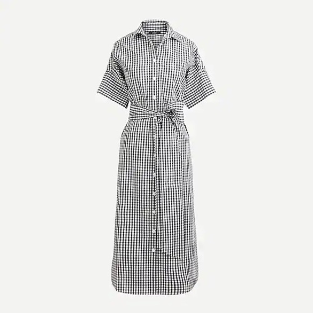 J.Crew relaxed-fit short-sleeve cotton poplin shirtdress in gingham